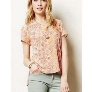 Anthropology Fynn & Rose silk Lightweight Versatile Feminine Abstract Print Top